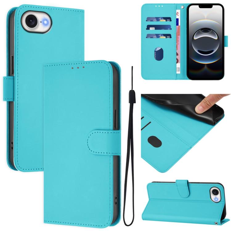 Custodia per telefono in pelle tinta unita effetto pelle con cordino, For iPhone 17e / 16e