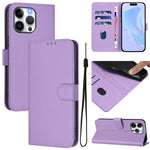 Custodia per telefono in pelle tinta unita effetto pelle con cordino, For iPhone 15 Pro Max