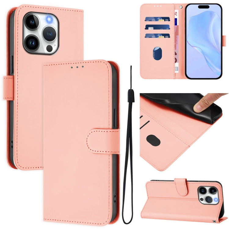 Custodia per telefono in pelle tinta unita effetto pelle con cordino, For iPhone 15 Pro