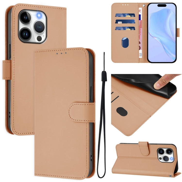 Custodia per telefono in pelle tinta unita effetto pelle con cordino, For iPhone 15 Pro