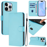 Custodia per telefono in pelle tinta unita effetto pelle con cordino, For iPhone 15 Pro