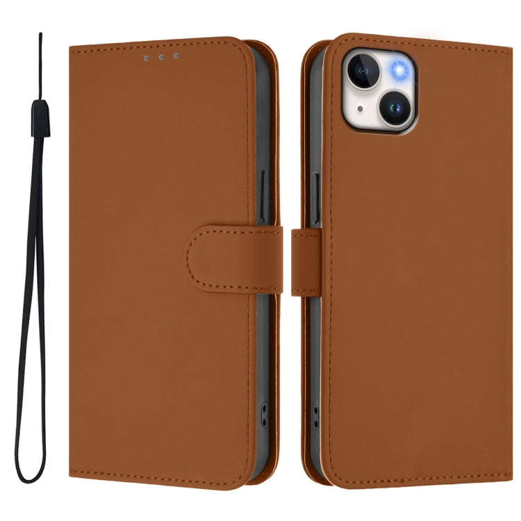 Custodia per telefono in pelle tinta unita effetto pelle con cordino, For iPhone 15 Plus