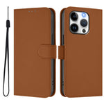 Custodia per telefono in pelle tinta unita effetto pelle con cordino, For iPhone 14 Pro
