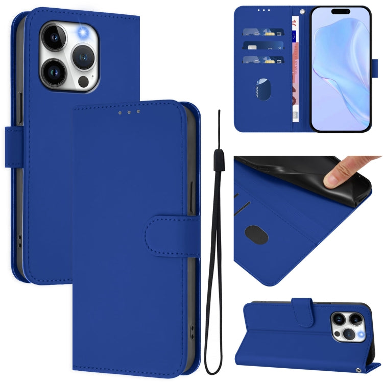 Custodia per telefono in pelle tinta unita effetto pelle con cordino, For iPhone 14 Pro