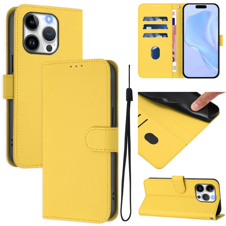 Custodia per telefono in pelle tinta unita effetto pelle con cordino, For iPhone 14 Pro