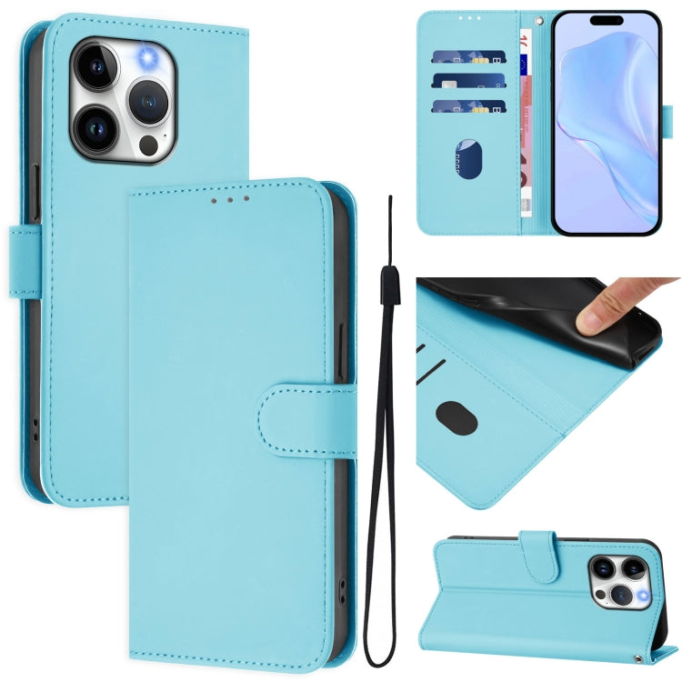 Custodia per telefono in pelle tinta unita effetto pelle con cordino, For iPhone 14 Pro