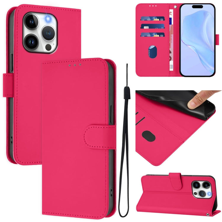 Custodia per telefono in pelle tinta unita effetto pelle con cordino, For iPhone 14 Pro