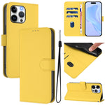 Custodia per telefono in pelle tinta unita effetto pelle con cordino, For iPhone 14 Pro Max