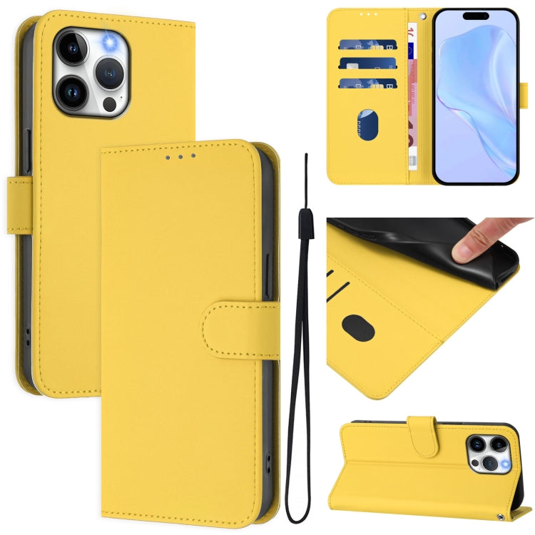Custodia per telefono in pelle tinta unita effetto pelle con cordino, For iPhone 14 Pro Max