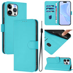 Custodia per telefono in pelle tinta unita effetto pelle con cordino, For iPhone 14 Pro Max
