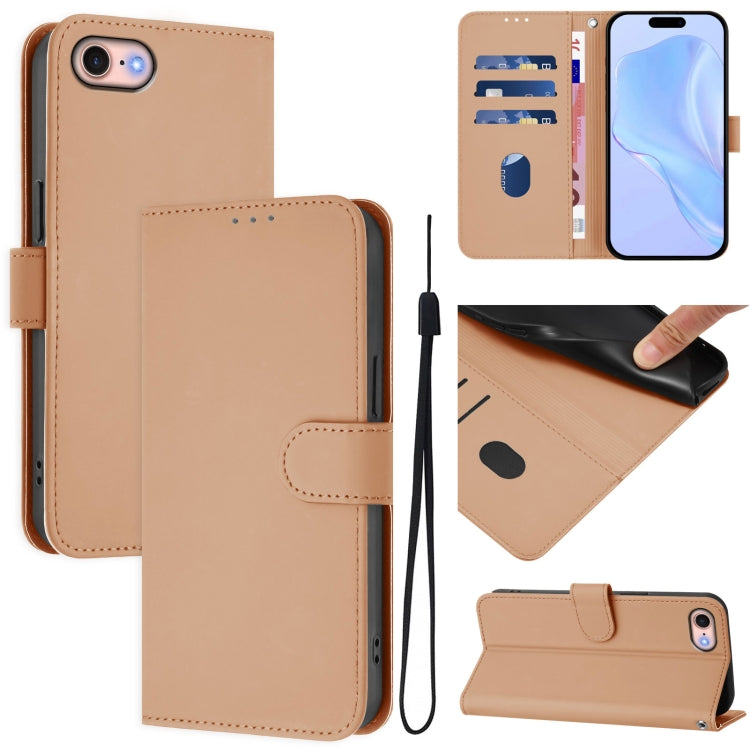 Custodia per telefono in pelle tinta unita effetto pelle con cordino, For iPhone SE 2022 / 2020