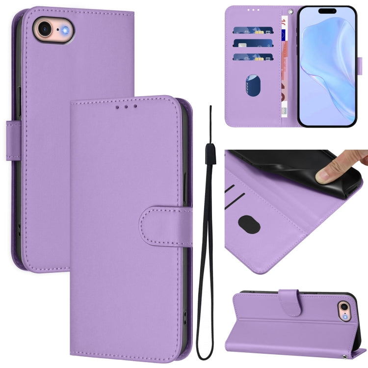 Custodia per telefono in pelle tinta unita effetto pelle con cordino, For iPhone SE 2022 / 2020