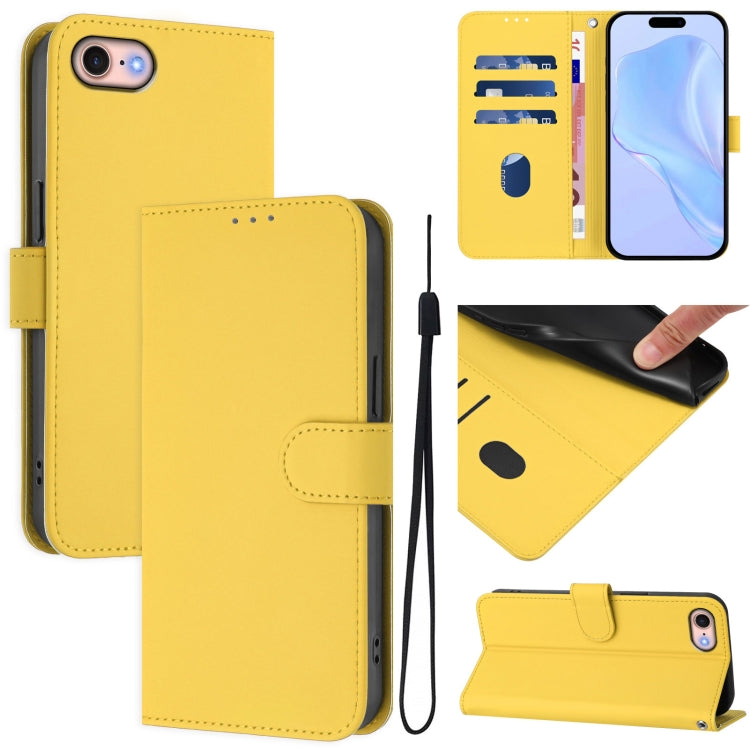 Custodia per telefono in pelle tinta unita effetto pelle con cordino, For iPhone SE 2022 / 2020