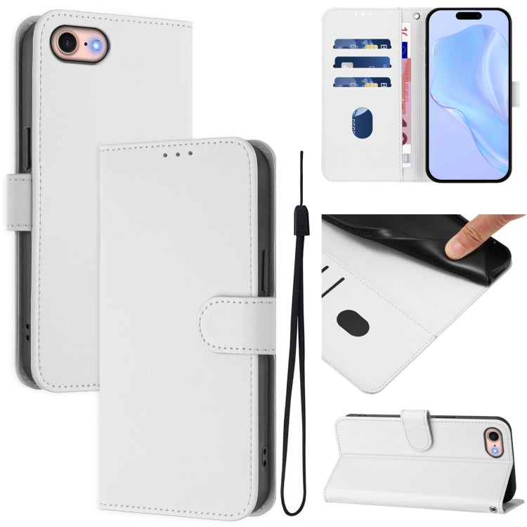 Custodia per telefono in pelle tinta unita effetto pelle con cordino, For iPhone SE 2022 / 2020