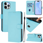 Custodia per telefono in pelle tinta unita effetto pelle con cordino, For iPhone 13 Pro Max