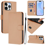 Custodia per telefono in pelle tinta unita effetto pelle con cordino, For iPhone 13 Pro