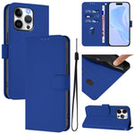 Custodia per telefono in pelle tinta unita effetto pelle con cordino, For iPhone 13 Pro