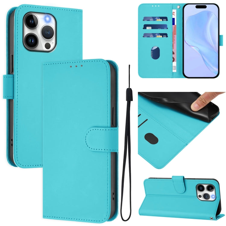 Custodia per telefono in pelle tinta unita effetto pelle con cordino, For iPhone 13 Pro