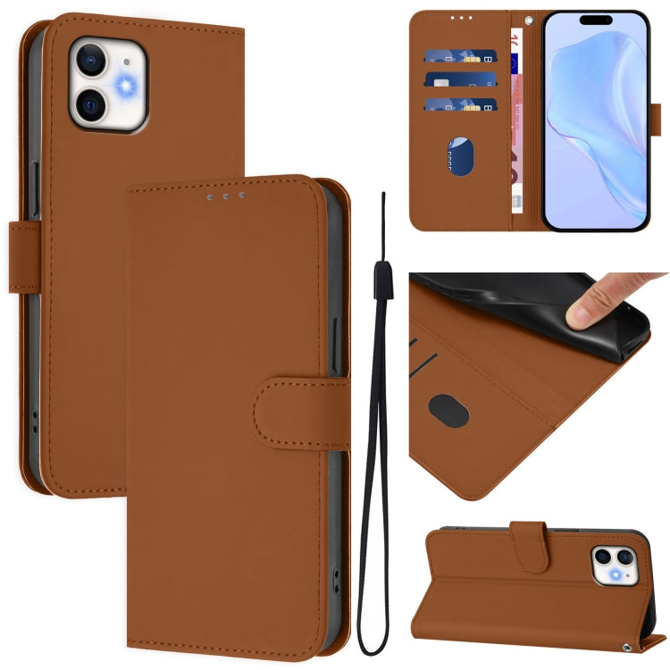 Custodia per telefono in pelle tinta unita effetto pelle con cordino, For iPhone 12 / 12 Pro