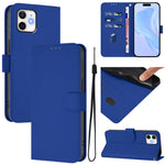 Custodia per telefono in pelle tinta unita effetto pelle con cordino, For iPhone 12 / 12 Pro
