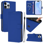 Custodia per telefono in pelle tinta unita effetto pelle con cordino, For iPhone 12 Pro Max