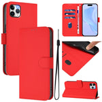 Custodia per telefono in pelle tinta unita effetto pelle con cordino, For iPhone 11 Pro Max