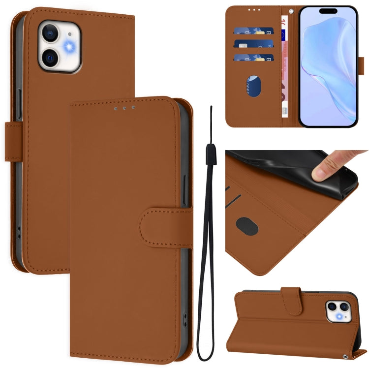 Custodia per telefono in pelle tinta unita effetto pelle con cordino, For iPhone 11