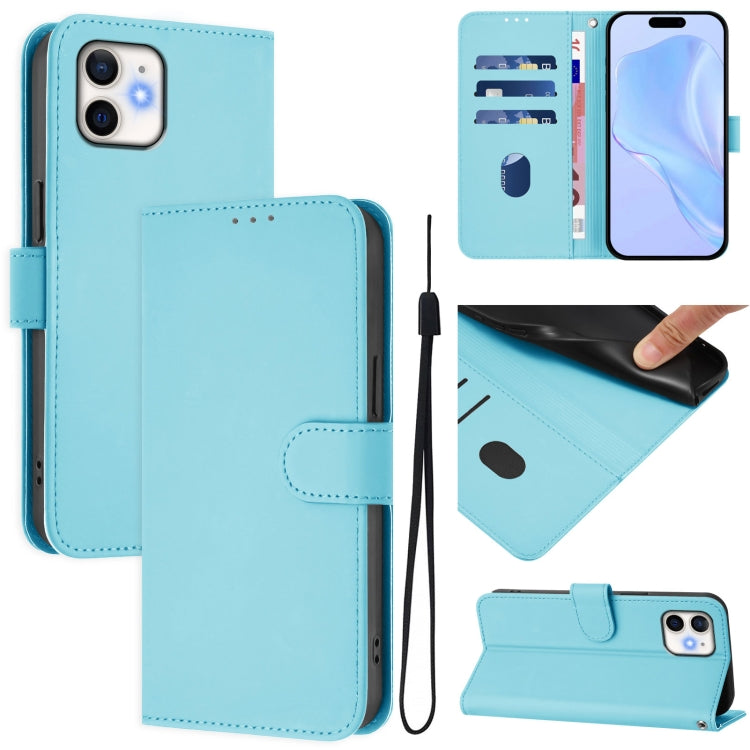 Custodia per telefono in pelle tinta unita effetto pelle con cordino, For iPhone 11