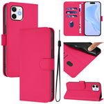 Custodia per telefono in pelle tinta unita effetto pelle con cordino, For iPhone 11