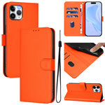 Custodia per telefono in pelle tinta unita effetto pelle con cordino, For iPhone 11 Pro