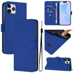 Custodia per telefono in pelle tinta unita effetto pelle con cordino, For iPhone 11 Pro