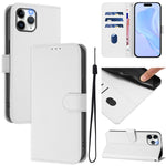 Custodia per telefono in pelle tinta unita effetto pelle con cordino, For iPhone 11 Pro