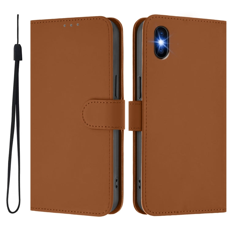 Custodia per telefono in pelle tinta unita effetto pelle con cordino, For iPhone XS / X