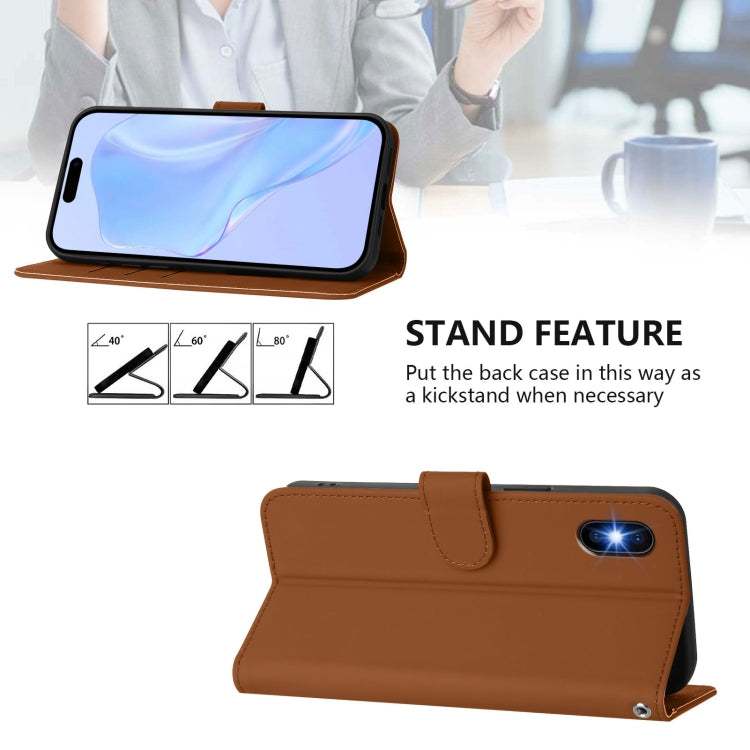 Custodia per telefono in pelle tinta unita effetto pelle con cordino, For iPhone XS / X