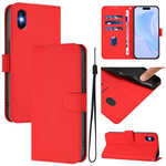 Custodia per telefono in pelle tinta unita effetto pelle con cordino, For iPhone XS / X