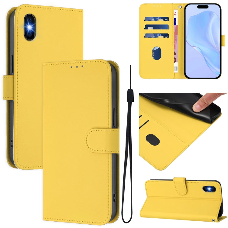 Custodia per telefono in pelle tinta unita effetto pelle con cordino, For iPhone XS / X