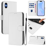 Custodia per telefono in pelle tinta unita effetto pelle con cordino, For iPhone XS / X