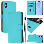 Custodia per telefono in pelle tinta unita effetto pelle con cordino, For iPhone XS / X