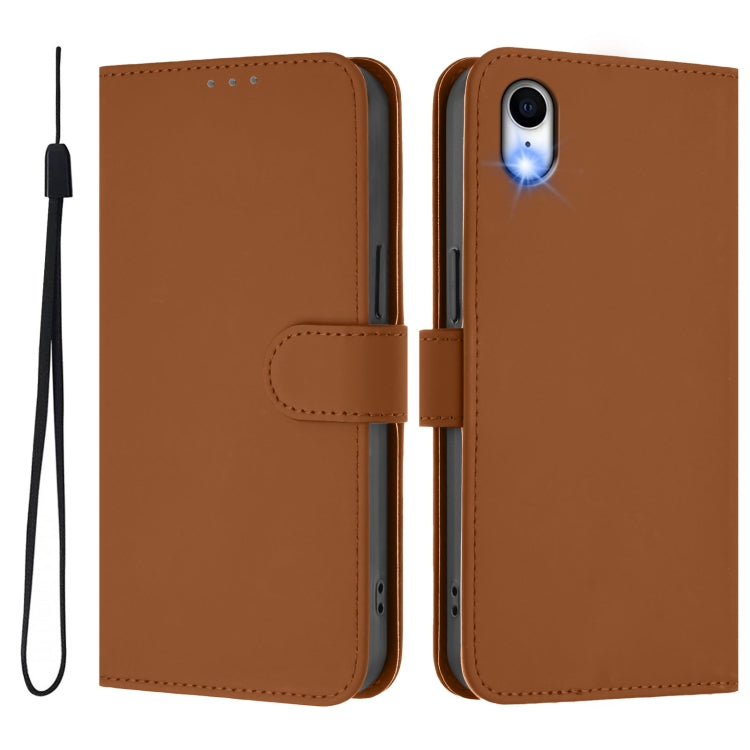 Custodia per telefono in pelle tinta unita effetto pelle con cordino, For iPhone XR