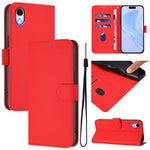 Custodia per telefono in pelle tinta unita effetto pelle con cordino, For iPhone XR