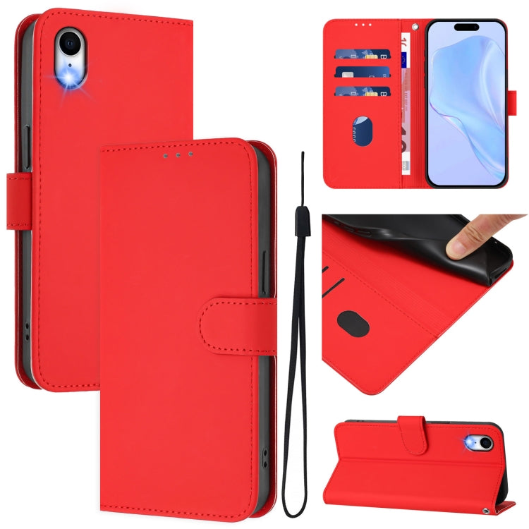 Custodia per telefono in pelle tinta unita effetto pelle con cordino, For iPhone XR