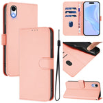 Custodia per telefono in pelle tinta unita effetto pelle con cordino, For iPhone XR