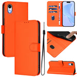 Custodia per telefono in pelle tinta unita effetto pelle con cordino, For iPhone XR