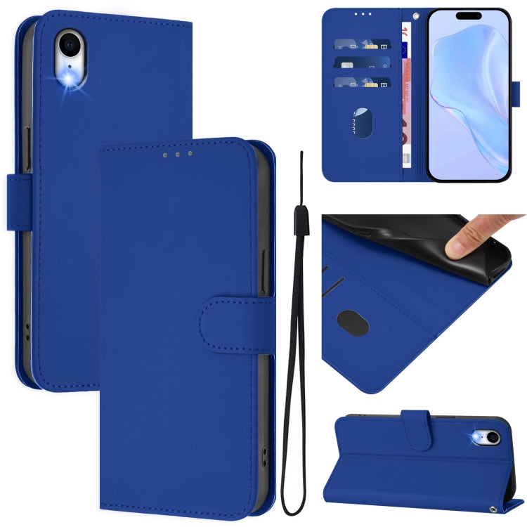 Custodia per telefono in pelle tinta unita effetto pelle con cordino, For iPhone XR