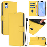 Custodia per telefono in pelle tinta unita effetto pelle con cordino, For iPhone XR