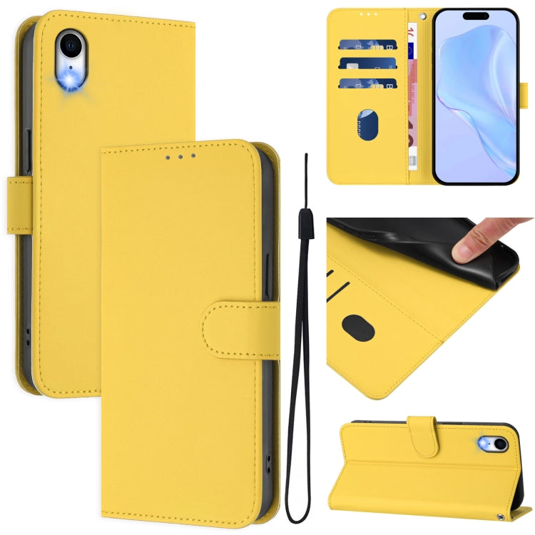 Custodia per telefono in pelle tinta unita effetto pelle con cordino, For iPhone XR