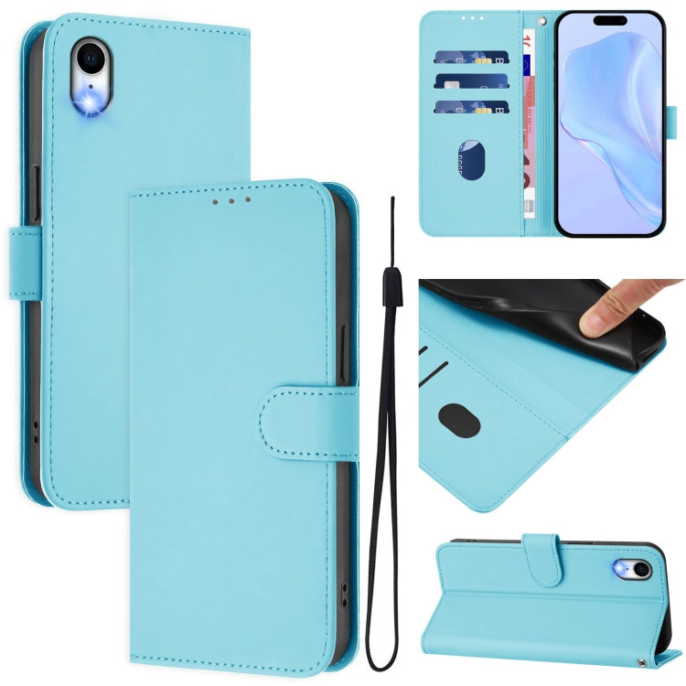 Custodia per telefono in pelle tinta unita effetto pelle con cordino, For iPhone XR