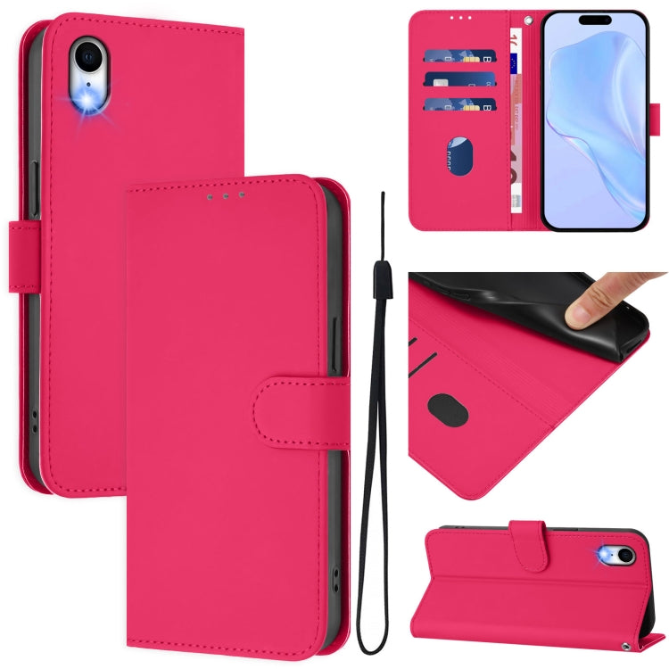 Custodia per telefono in pelle tinta unita effetto pelle con cordino, For iPhone XR