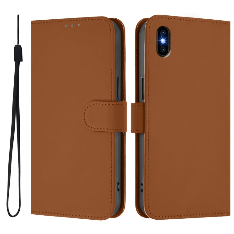 Custodia per telefono in pelle tinta unita effetto pelle con cordino, For iPhone XS Max