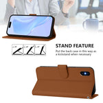 Custodia per telefono in pelle tinta unita effetto pelle con cordino, For iPhone XS Max